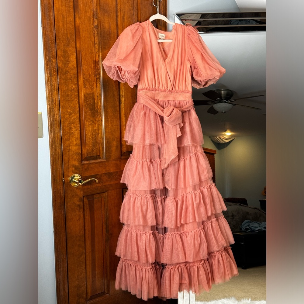 A BEAUTIFUL FEELING ROSE PINK TIERED TULLE MAXI DRESS